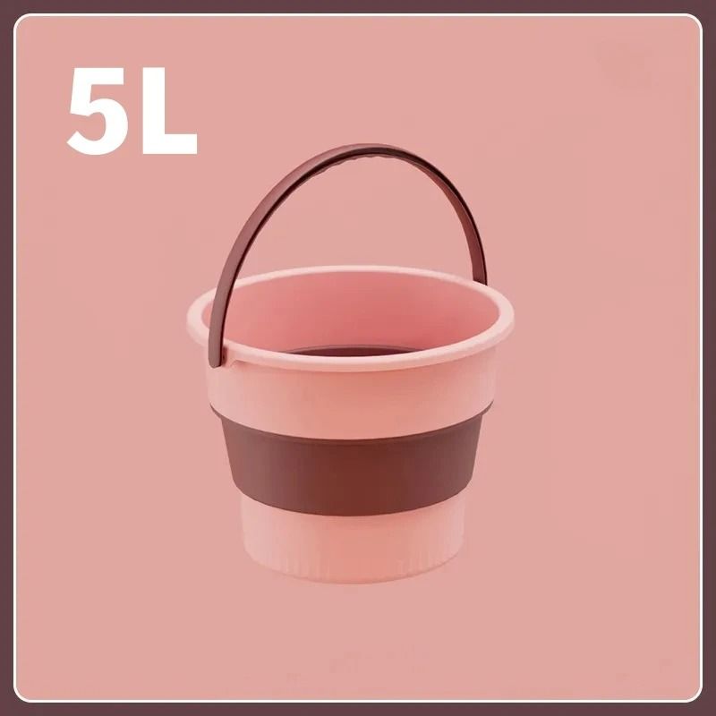 Folding Portable Bucket With Lid Collapsible Silicone Bucket For Camping And Home 2