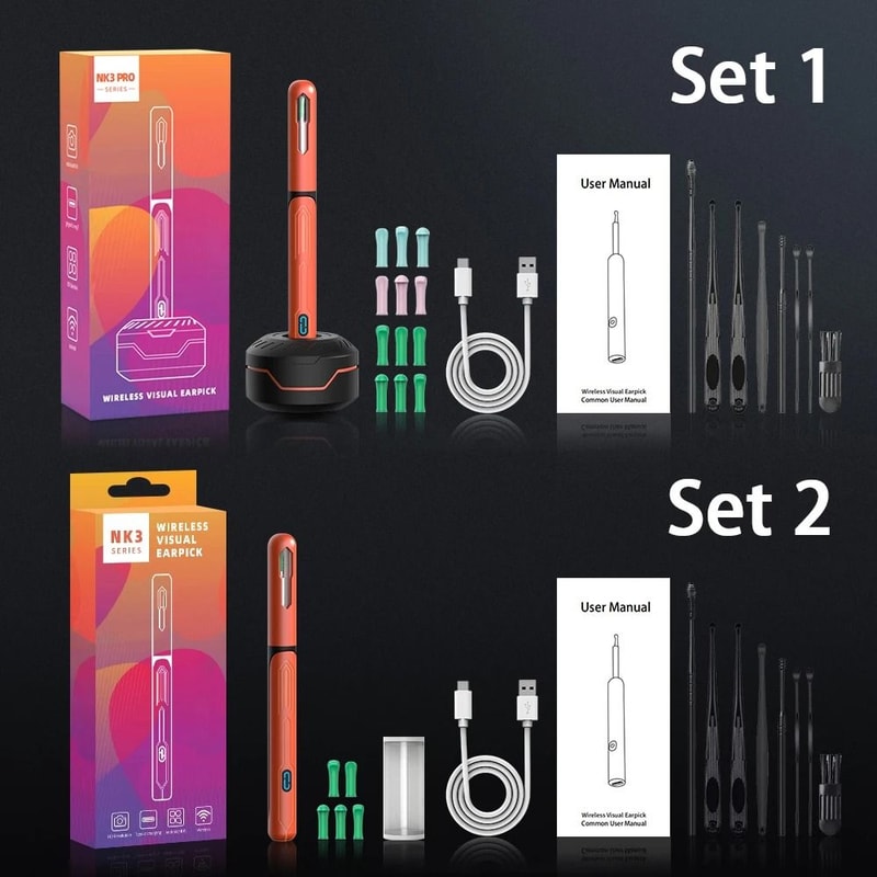 HD Ear Cleaner With Camera Otoscope Ear Cleaning Kit USB C Rechargeable Wax Removal Tool 12