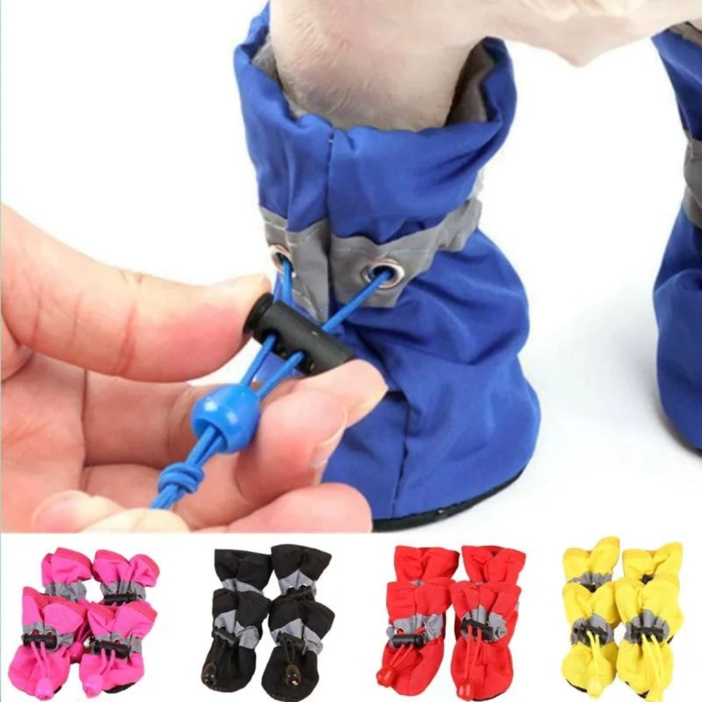 4 Piece Waterproof Dog Shoes Anti Slip Pet Boots For Small Dogs And Cats 0