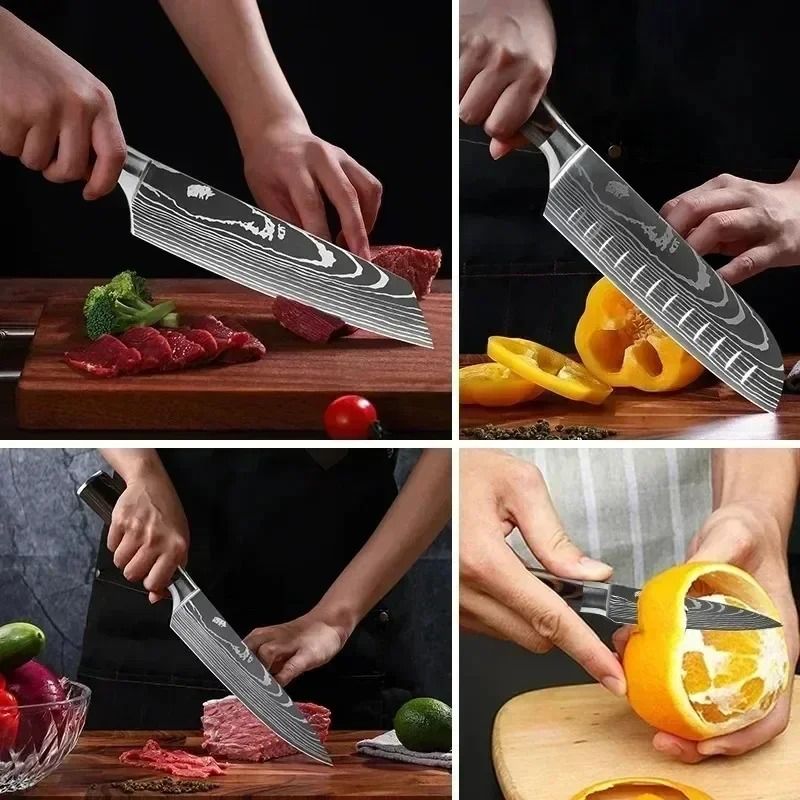 Professional Damascus Kitchen Knife Japanese Santoku And Butcher Cleaver For Precision Cutting 0