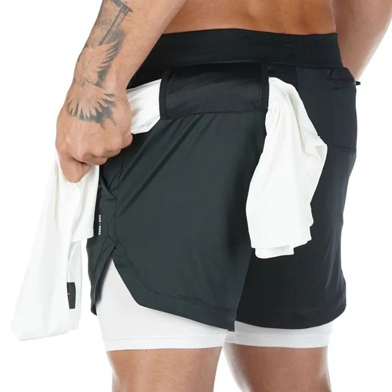 Mens Running Shorts 2 In 1 Quick Dry Workout Training Gym Shorts Camo Style 4