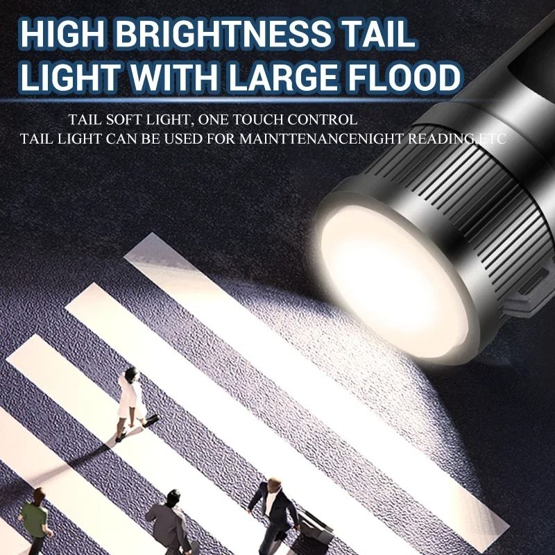 P70 Ultra Bright Flashlight Rechargeable Tactical LED Zoom Light With Built In Battery 13