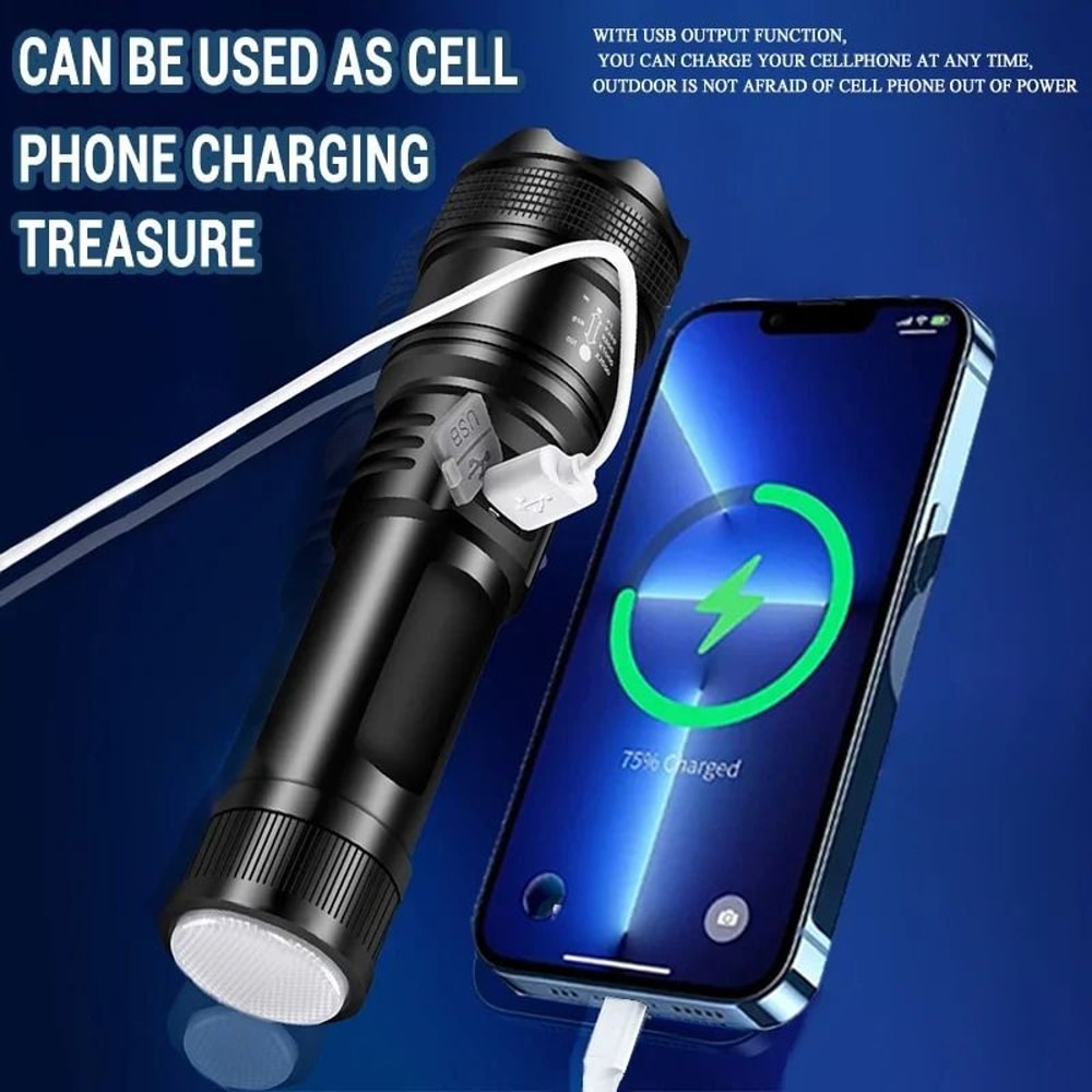 P70 Ultra Bright Flashlight Rechargeable Tactical LED Zoom Light With Built In Battery 14