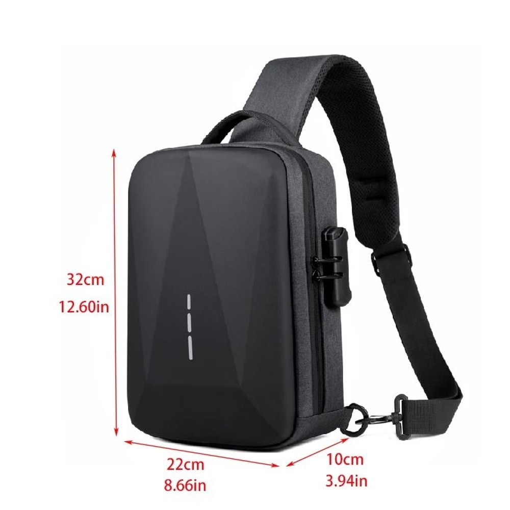 Anti Theft Crossbody Bag Combination Lock Chest Pack USB Charging Mens Travel Sling Bag 7