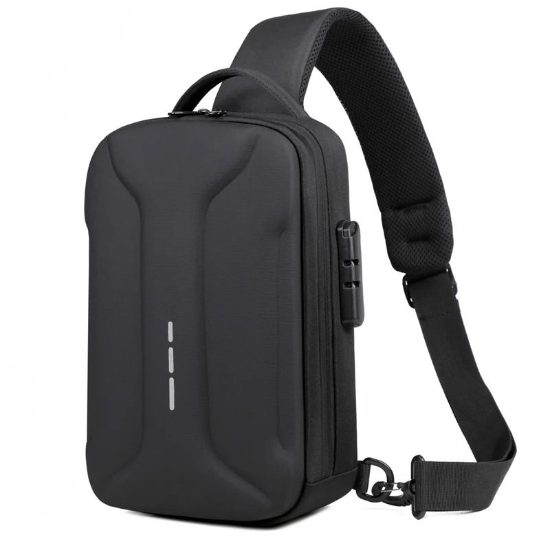 Anti Theft Crossbody Bag Combination Lock Chest Pack USB Charging Mens Travel Sling Bag 1