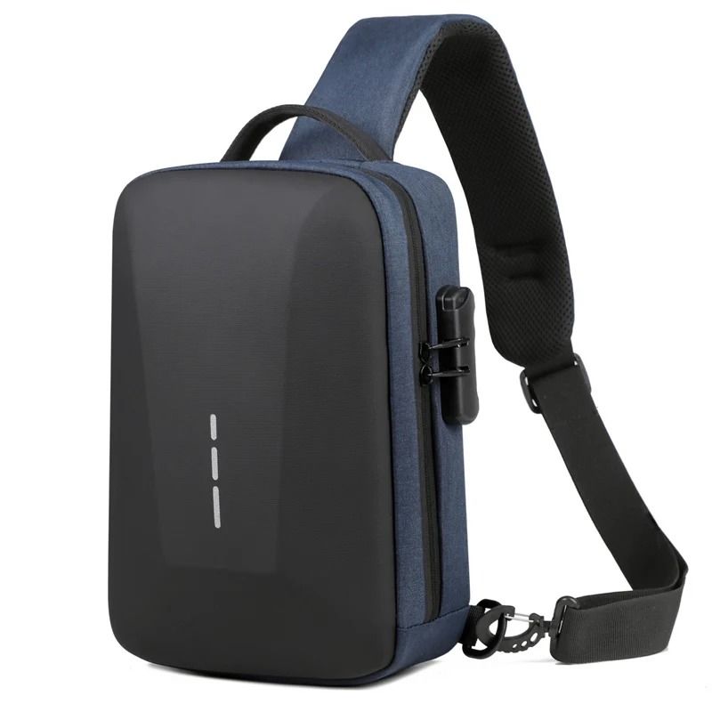 Anti Theft Crossbody Bag Combination Lock Chest Pack USB Charging Mens Travel Sling Bag 3