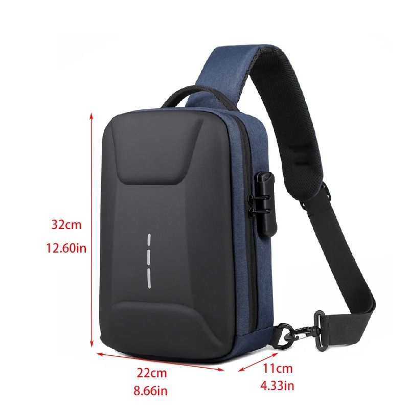 Anti Theft Crossbody Bag Combination Lock Chest Pack USB Charging Mens Travel Sling Bag 6
