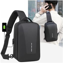 anti theft crossbody bag combination lock chest pack usb charging mens travel sling bag