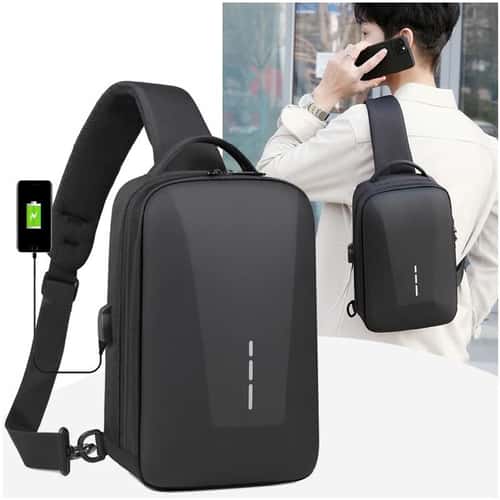 Anti Theft Crossbody Bag Combination Lock Chest Pack USB Charging Mens Travel Sling Bag