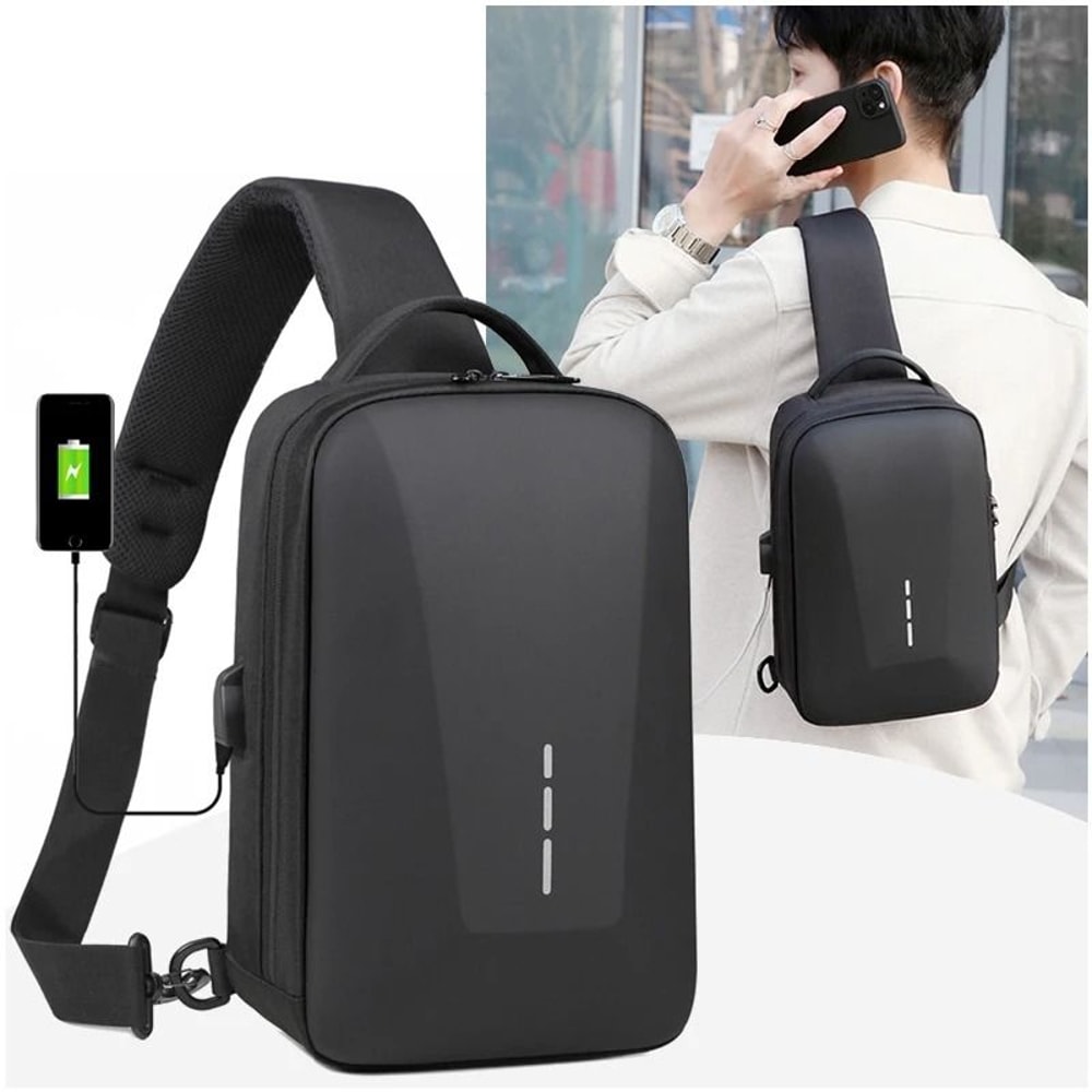 Anti Theft Crossbody Bag Combination Lock Chest Pack USB Charging Mens Travel Sling Bag 17