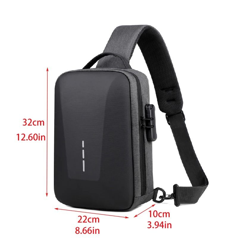 Anti Theft Crossbody Bag Combination Lock Chest Pack USB Charging Mens Travel Sling Bag 8