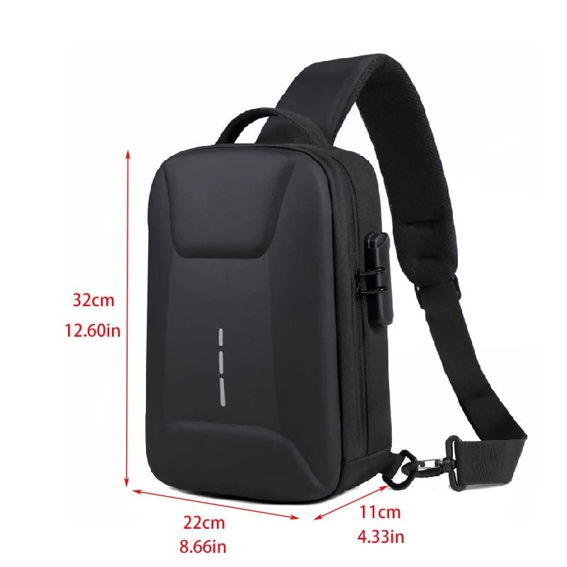 Anti Theft Crossbody Bag Combination Lock Chest Pack USB Charging Mens Travel Sling Bag 4