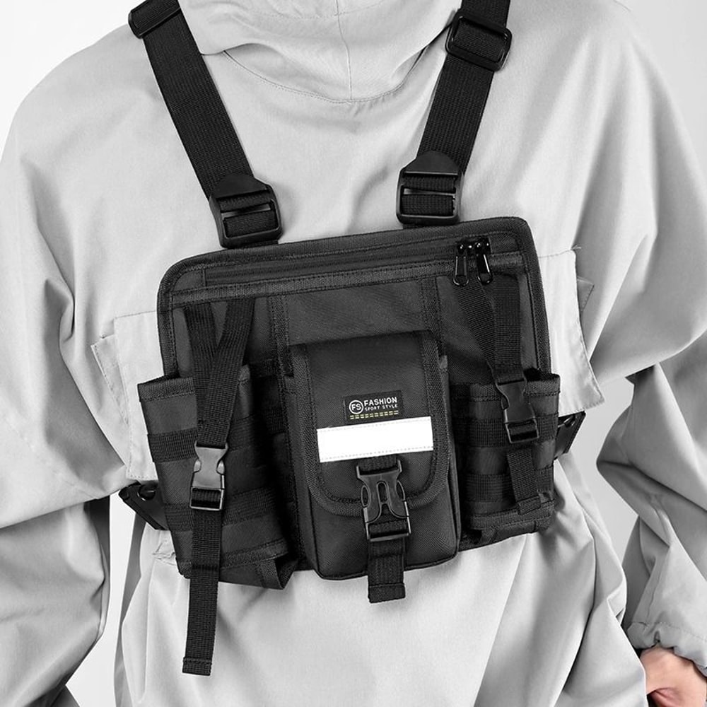 Reflective Chest Rig Bag Tactical Vest Chest Bag Multi Pocket Streetwear Chest Pack 2
