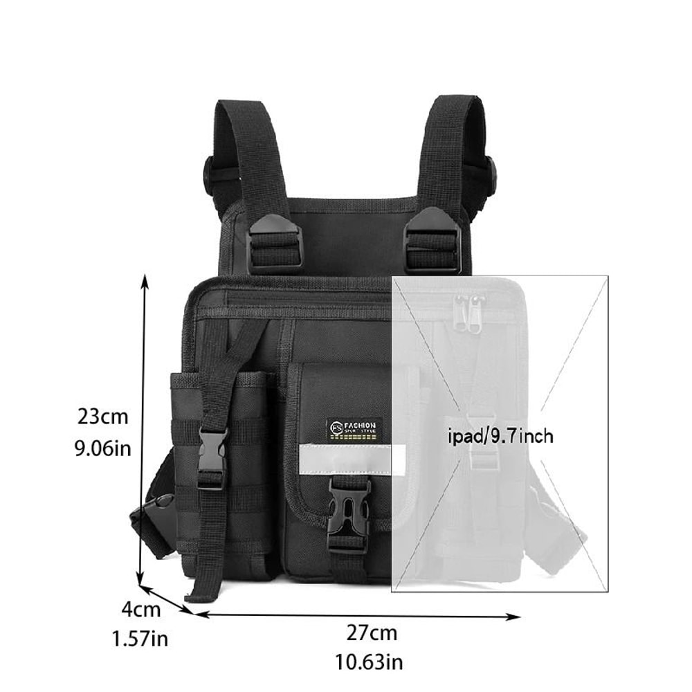 Reflective Chest Rig Bag Tactical Vest Chest Bag Multi Pocket Streetwear Chest Pack 4