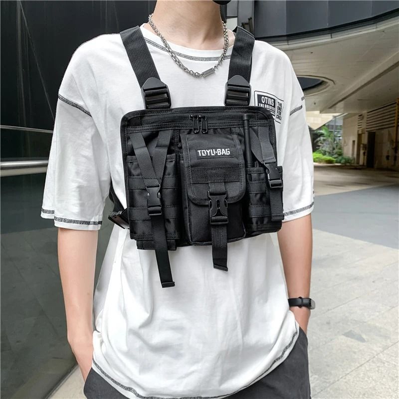 Streetwear Chest Bag Tactical Vest Backpack Unisex Chest Pack Mens Travel Sport Rig 0