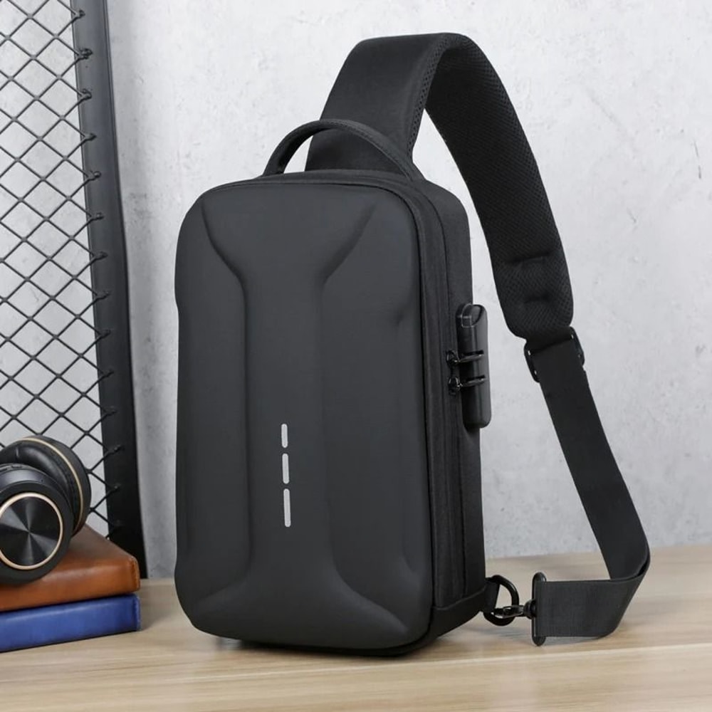 Anti Theft Crossbody Bag For Men Oxford Chest Sling With USB Charging Port And Lock 5