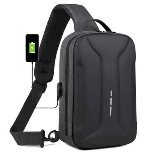 Anti Theft Crossbody Bag for Men Oxford Chest Sling With USB Charging Port and Lock