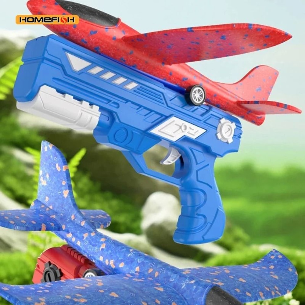 Kids Foam Airplane Toy Glider Plane Launcher For Outdoor Play 6