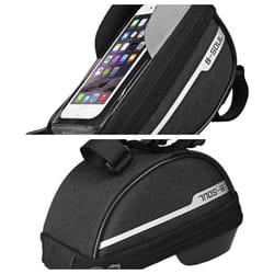 waterproof bicycle handlebar bag with bike phone holder storage pouch
