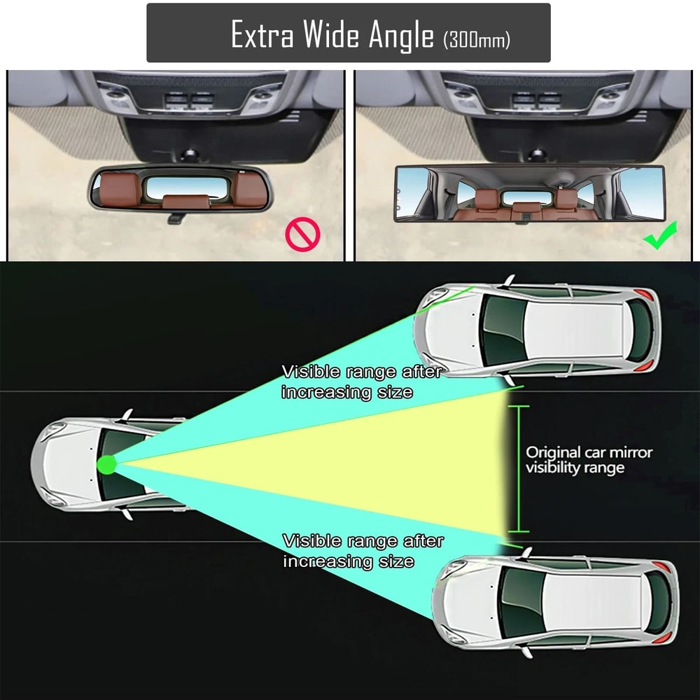 Universal Wide Angle Rearview Mirror Anti Glare Convex Car Interior Mirror For Safer Driving 1