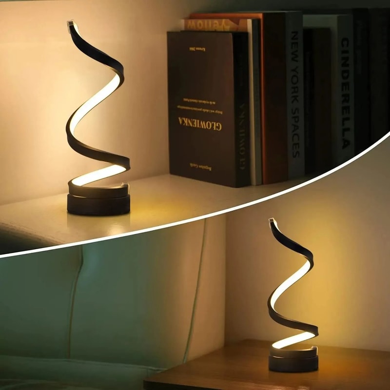 Modern Spiral Table Lamp Dimmable LED Nightstand Lamp Small Bedside Light For Bedroom Living Room O 4