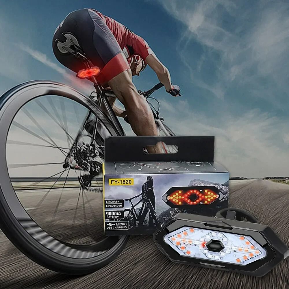 Wireless Bike Turn Signal Light USB Rechargeable LED Bicycle Rear Tail Light With Remote Control 6