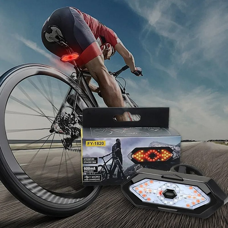 Wireless Bike Turn Signal Light USB Rechargeable LED Bicycle Rear Tail Light With Remote Control 6