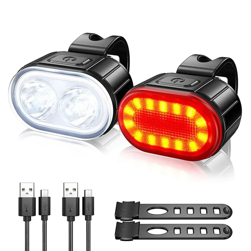 USB Rechargeable Bike Light Set LED Bicycle Headlight And Taillight Waterproof Safety Warning Light 5
