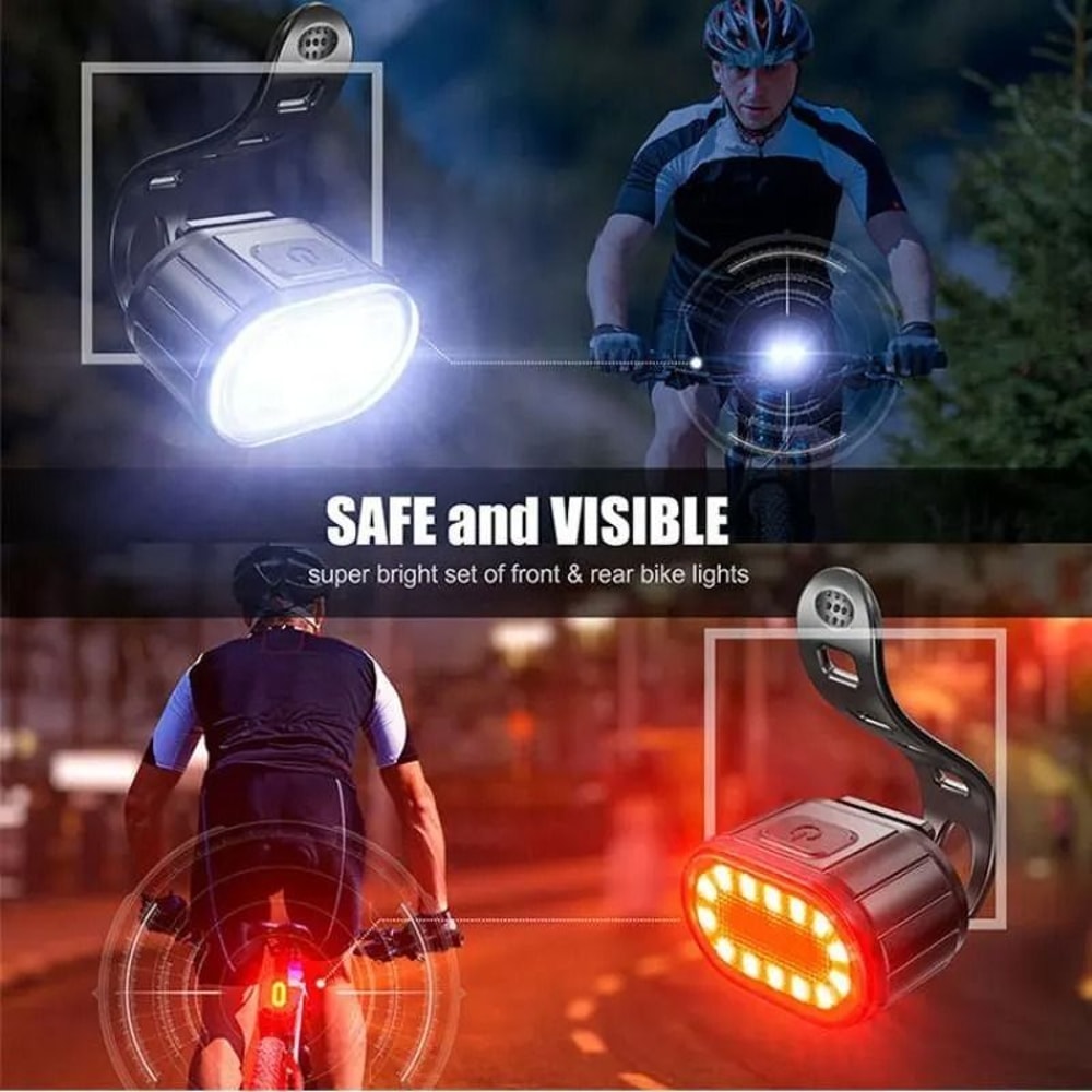 USB Rechargeable Bike Light Set LED Bicycle Headlight And Taillight Waterproof Safety Warning Light 6