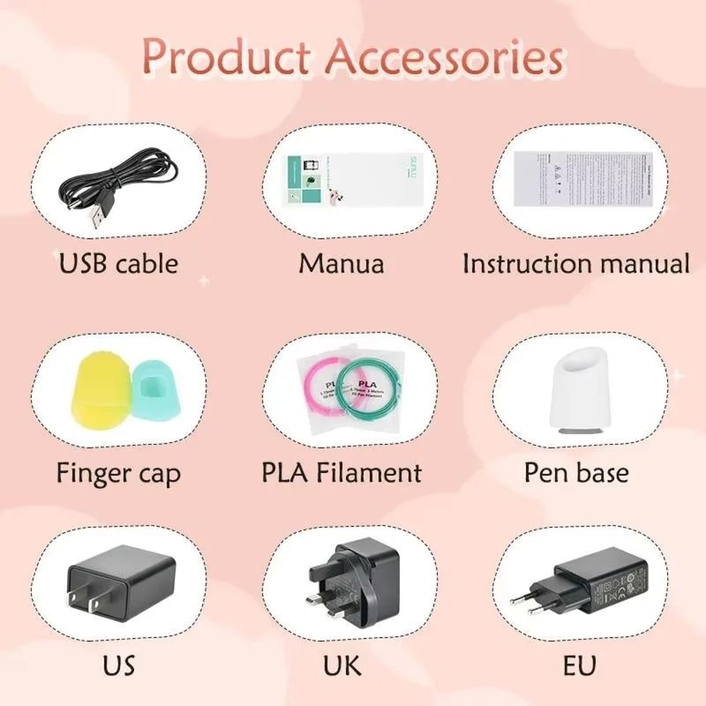 Multifunctional 3D Printing Pen With LED Screen Includes 2 PLA Filaments Kids 3D Drawing Gift 3