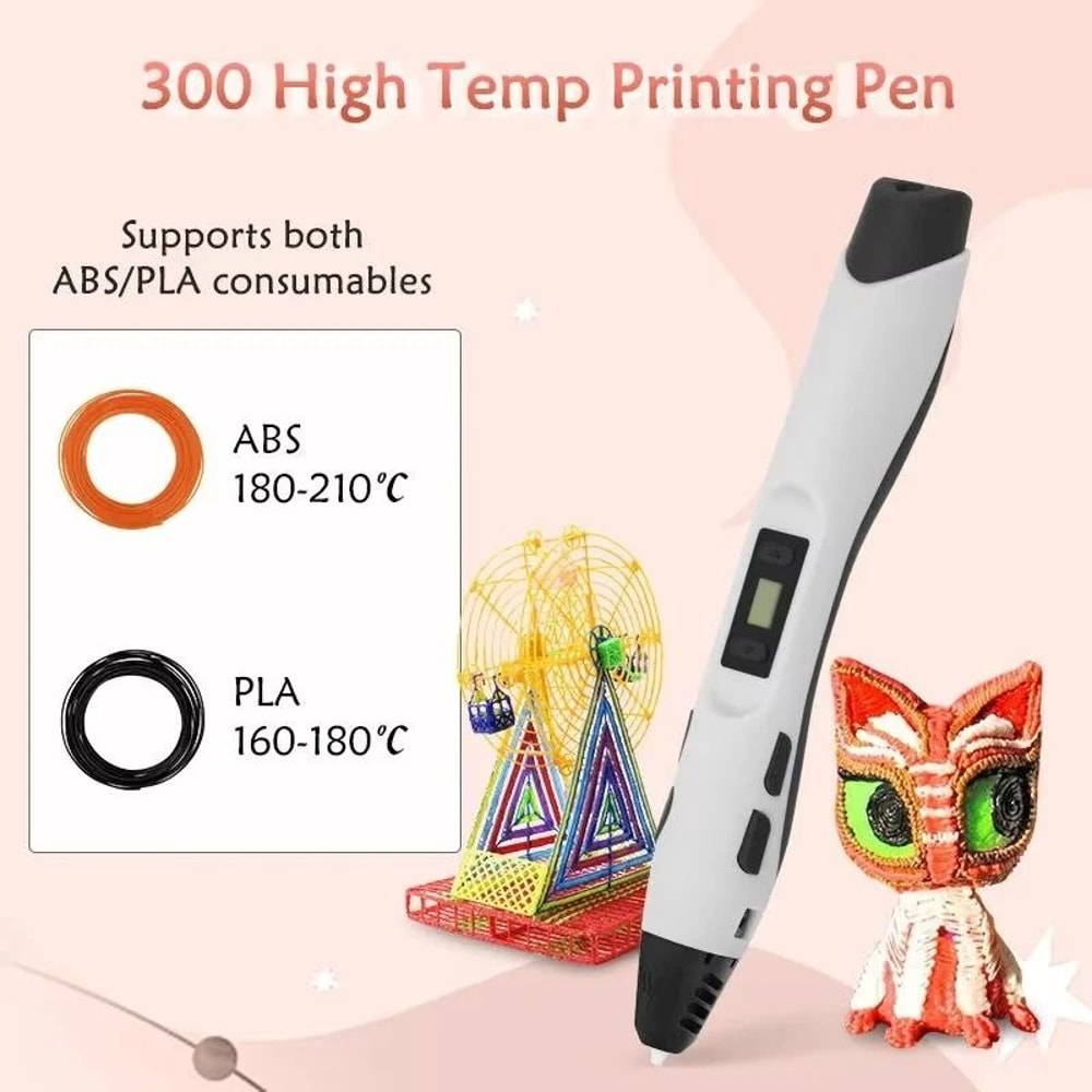 Multifunctional 3D Printing Pen With LED Screen Includes 2 PLA Filaments Kids 3D Drawing Gift 4