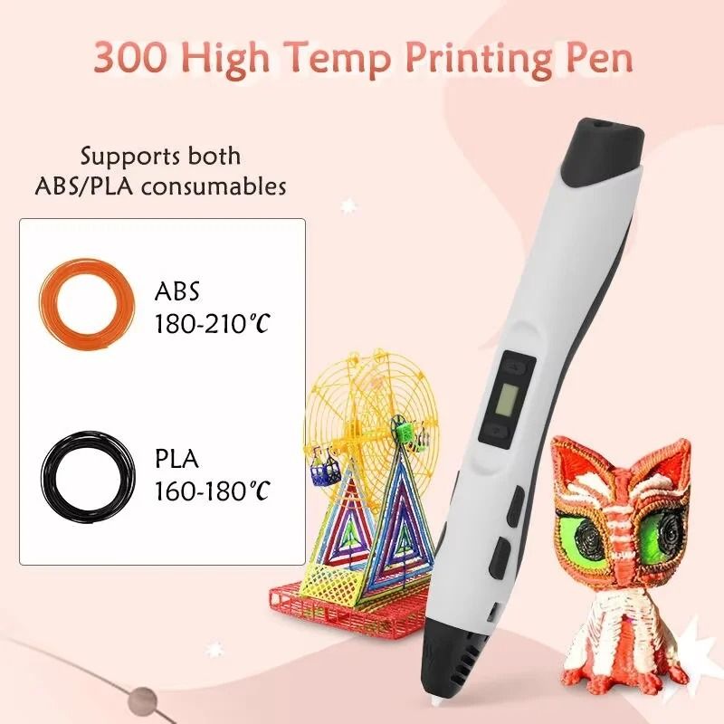 Multifunctional 3D Printing Pen With LED Screen Includes 2 PLA Filaments Kids 3D Drawing Gift 4