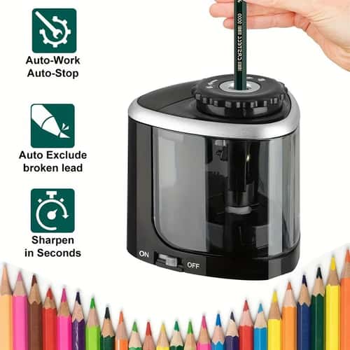 Desktop Automatic Pencil Sharpener Electric Pencil Sharpener for Students School and Office Pencils 6 to 8mm
