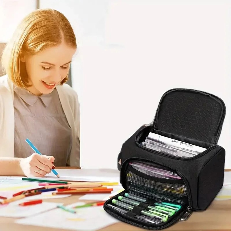 Extra Large Pencil Case Durable Polyester Multi Purpose Organizer Pouch For School Supplies And Mak 10