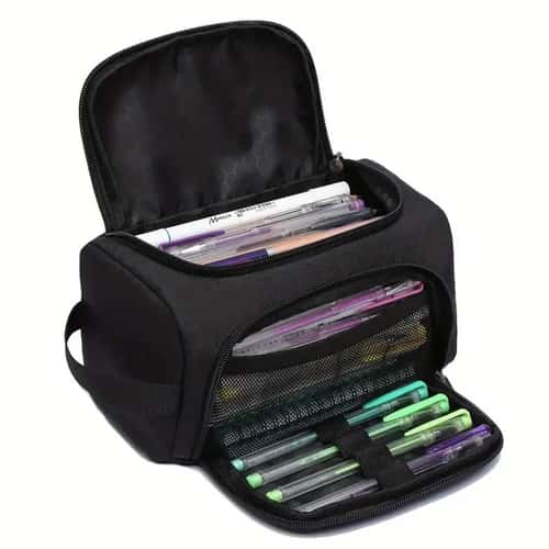 Extra Large Pencil Case Durable Polyester Multi Purpose Organizer Pouch for School Supplies and Makeup