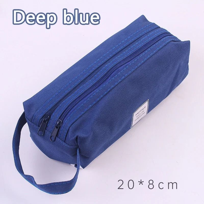 Double Layer Pencil Case Canvas Large Capacity Pencil Pouch Pen Box Organizer For School Supplies 5