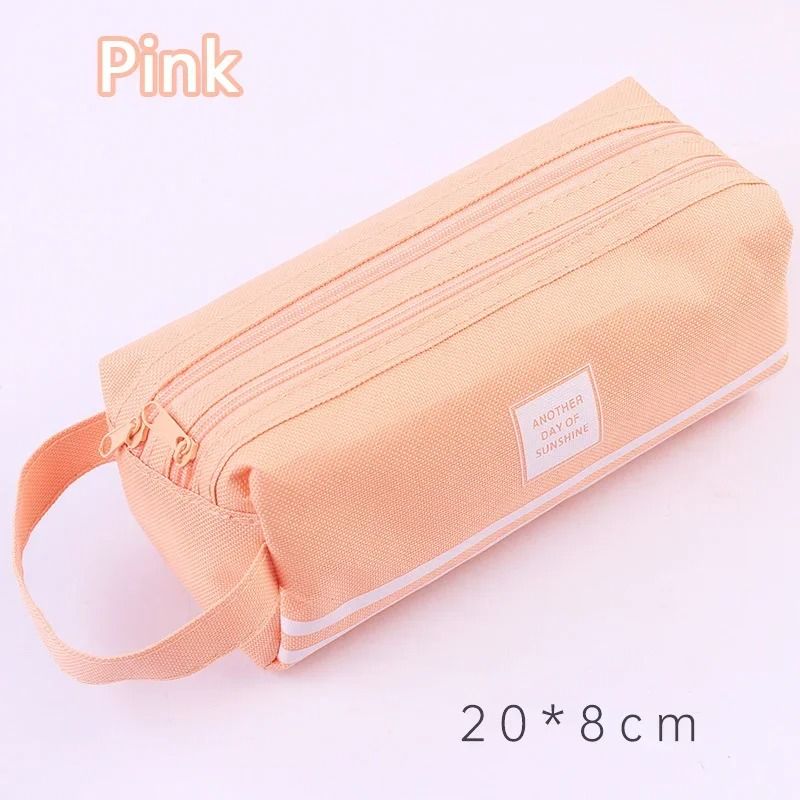 Double Layer Pencil Case Canvas Large Capacity Pencil Pouch Pen Box Organizer For School Supplies 4
