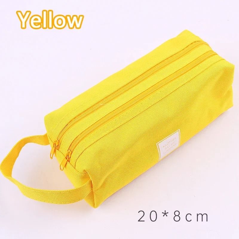 Double Layer Pencil Case Canvas Large Capacity Pencil Pouch Pen Box Organizer For School Supplies 1