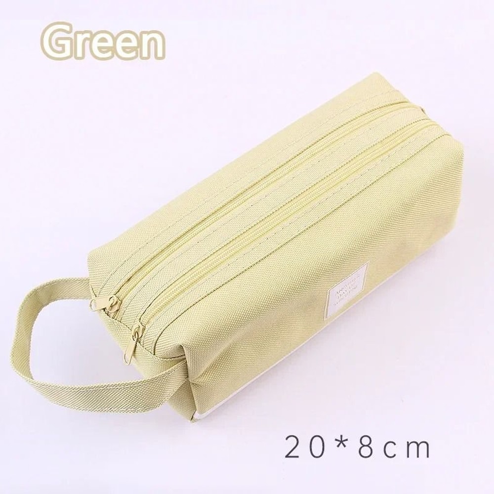 Double Layer Pencil Case Canvas Large Capacity Pencil Pouch Pen Box Organizer For School Supplies 3