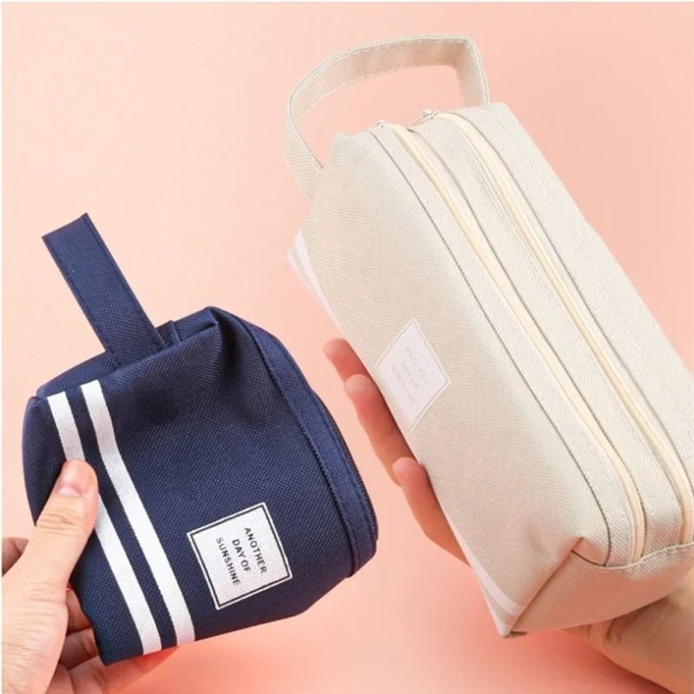 Double Layer Pencil Case Canvas Large Capacity Pencil Pouch Pen Box Organizer For School Supplies 8