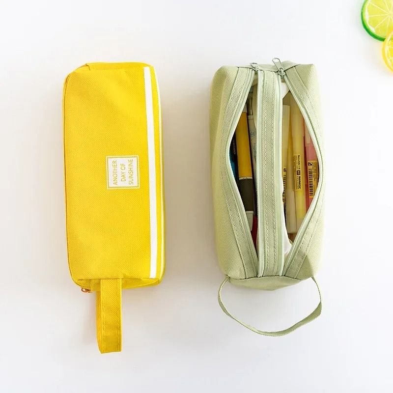 Double Layer Pencil Case Canvas Large Capacity Pencil Pouch Pen Box Organizer For School Supplies 9