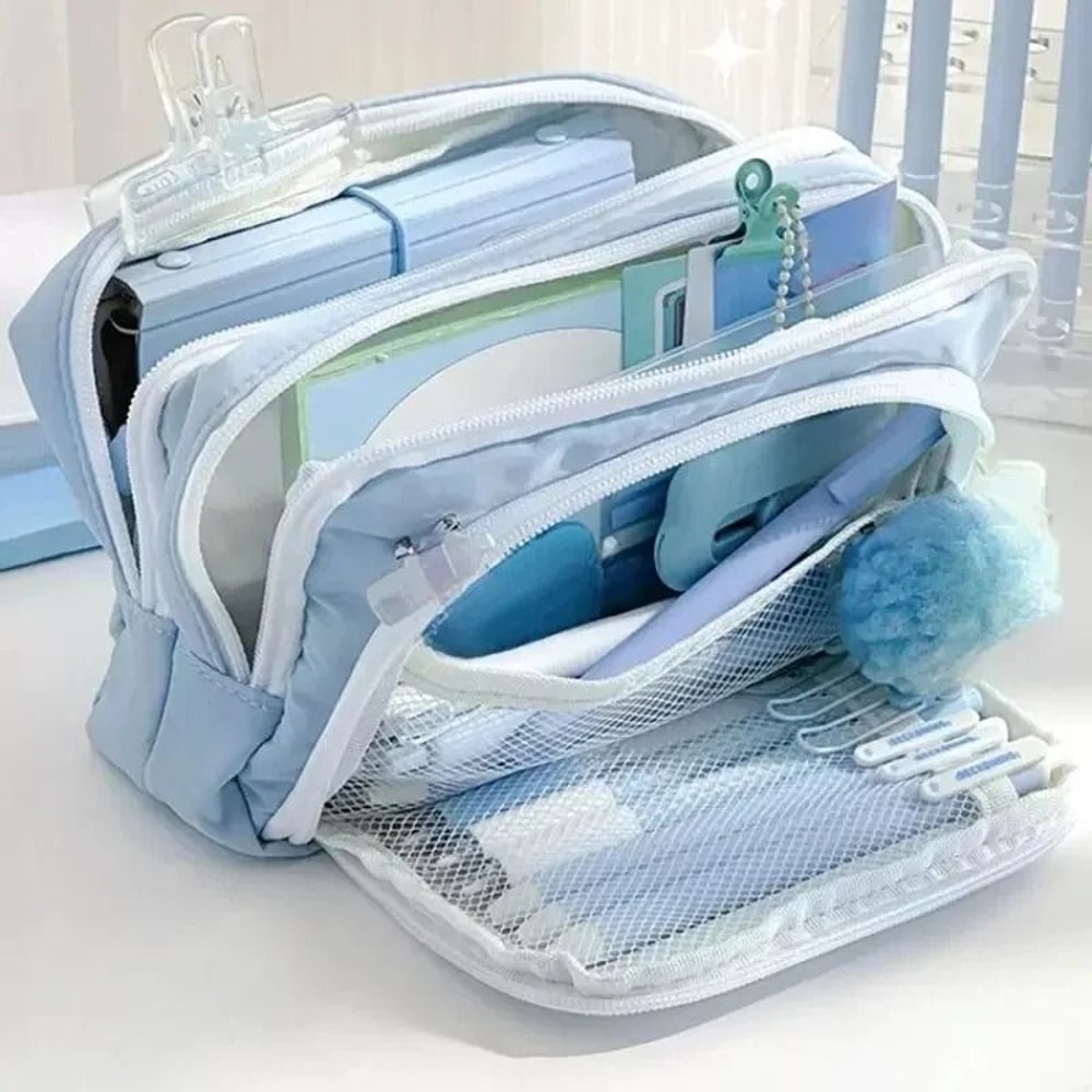 Kawaii Pencil Case Large Capacity Pen Bag Multilayer Korean Style School Stationery Organizer 12