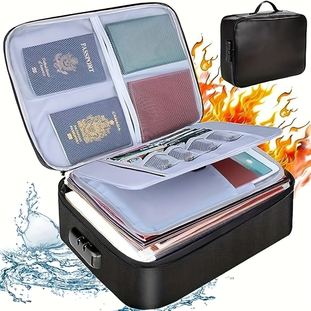 High Capacity Document Organizer Bag Lockable Oxford Passport Holder Multi Layer A4 File Storage Ca 1