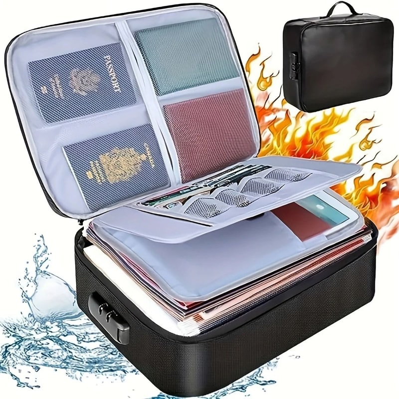 High Capacity Document Organizer Bag Lockable Oxford Passport Holder Multi Layer A4 File Storage Ca 1