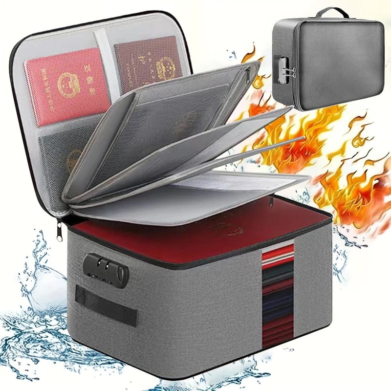 High Capacity Document Organizer Bag Lockable Oxford Passport Holder Multi Layer A4 File Storage Ca 8