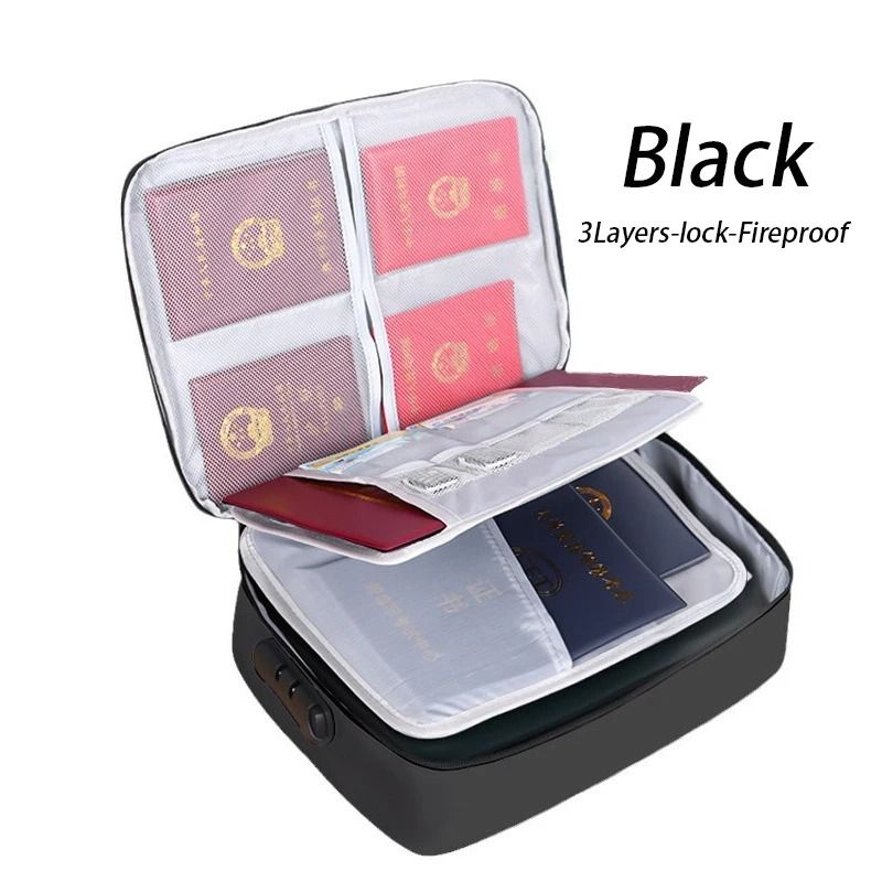 High Capacity Document Organizer Bag Lockable Oxford Passport Holder Multi Layer A4 File Storage Ca 9