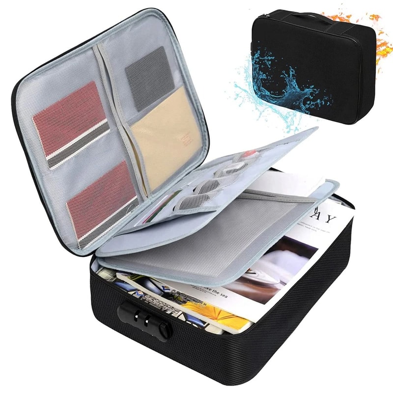 High Capacity Document Organizer Bag Lockable Oxford Passport Holder Multi Layer A4 File Storage Ca 12