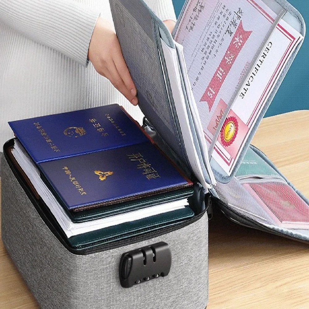 High Capacity Document Organizer Bag Lockable Oxford Passport Holder Multi Layer A4 File Storage Ca 15