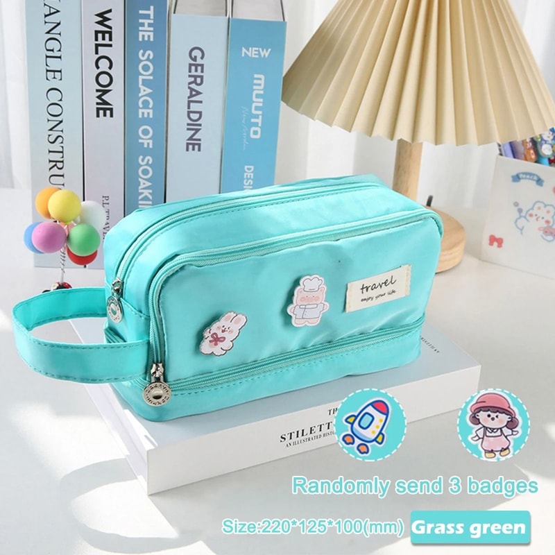 Three Layer Pencil Case Kawaii Large Capacity Pen Bag Korean Stationery Pouch For Students 6