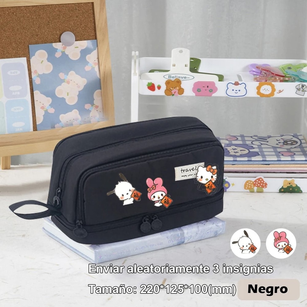 Three Layer Pencil Case Kawaii Large Capacity Pen Bag Korean Stationery Pouch For Students 4
